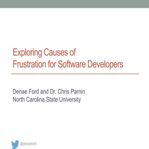 Exploring the Causes of Frustration for Software Developers