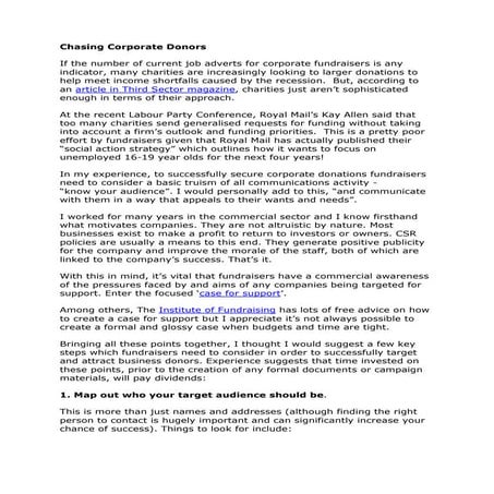 Chasing Corporate Donors