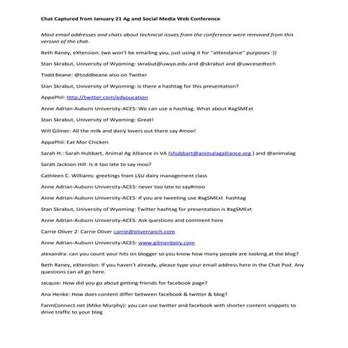 Chat from Ag and Social Media Web Conference
