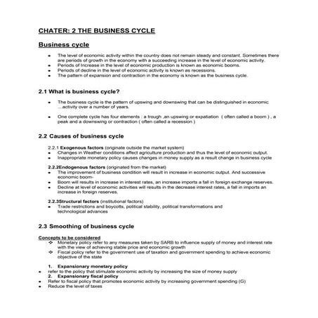 Chater 2 business cycle
