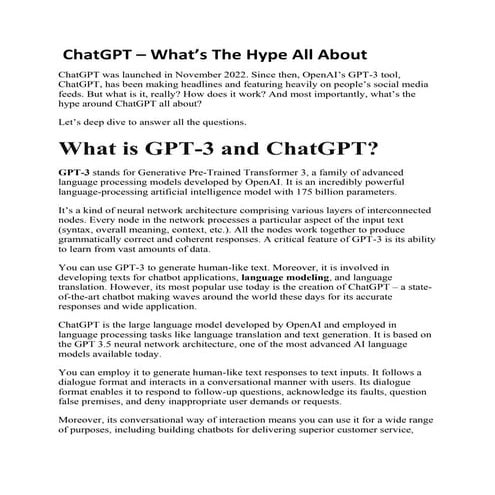  ChatGPT – What’s The Hype All About