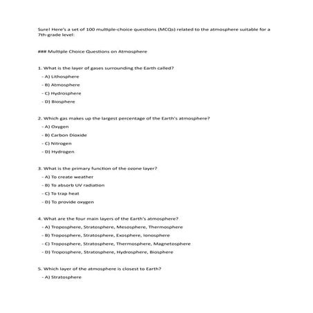 chatgpt mcq questions on atmosphere lesson