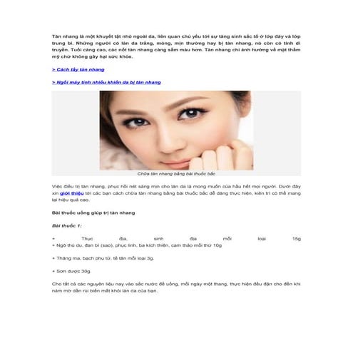 Chữa tàn nhang bằng bài thuốc bắc