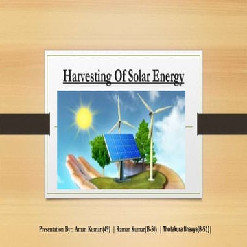 Harvesting Of Solar Energy