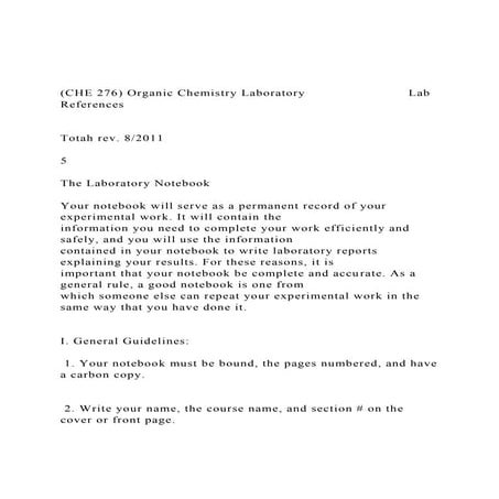 (CHE 276) Organic Chemistry Laboratory                        .docx
