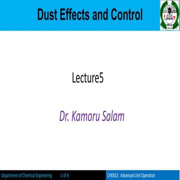 CHE813 lecture 5.pdf (Dust Effects and Control)