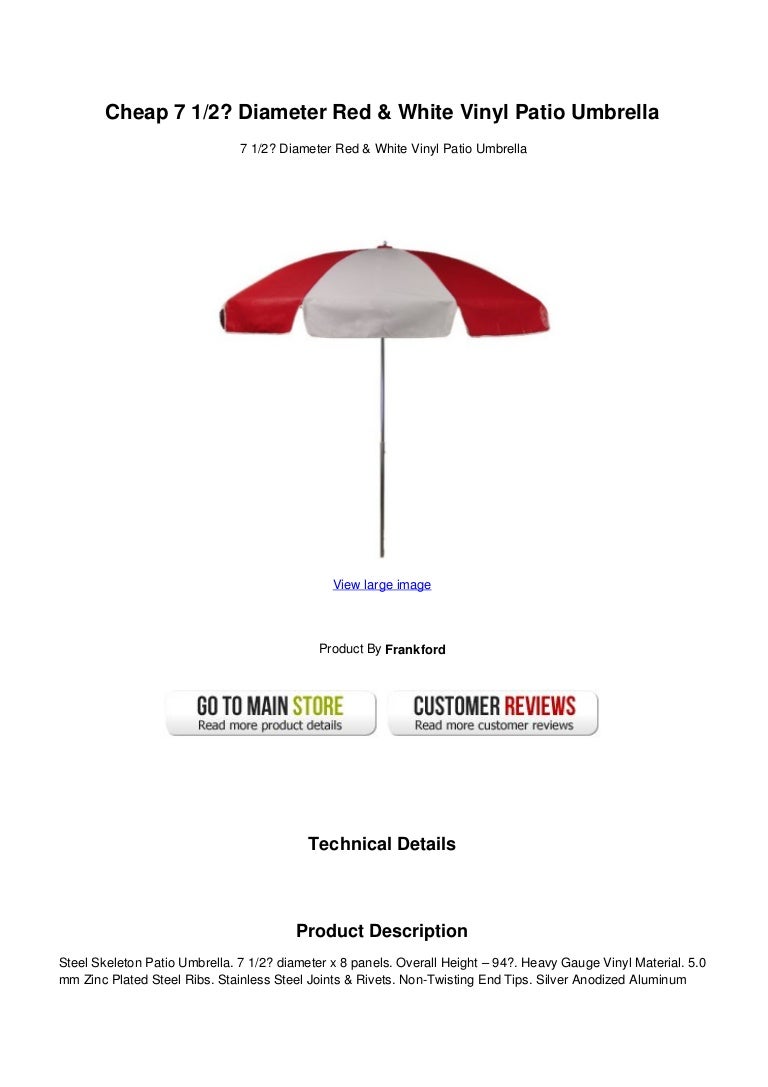 Cheap 7 12 Diameter Red White Vinyl Patio Umbrella