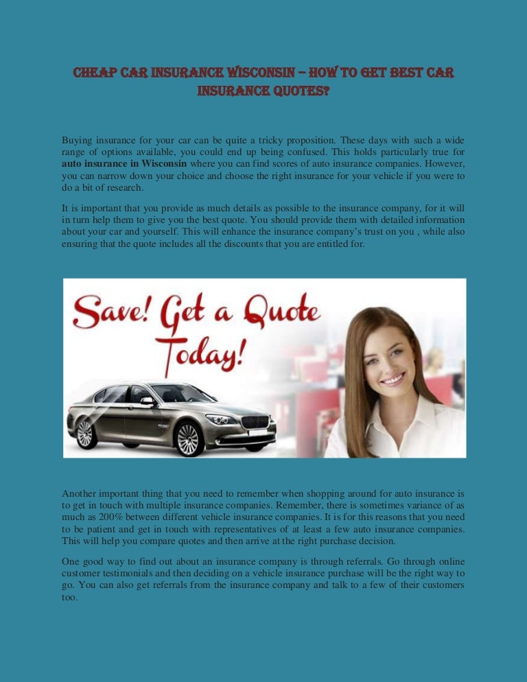 Cheap car insurance wisconsin how to get best car