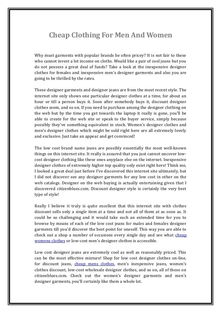 low cost designer clothes