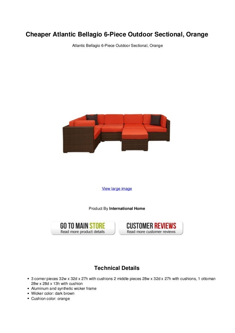 outdoor 6 piece sectional red on Cheaper Atlantic Bellagio 6 Piece Outdoor Sectional Orange