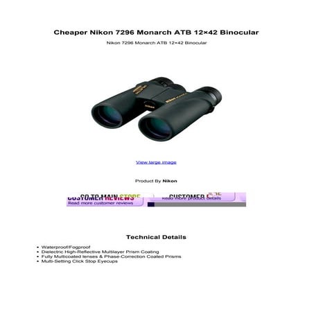 Cheaper nikon 7296 monarch atb 12x42 binocular | PDF