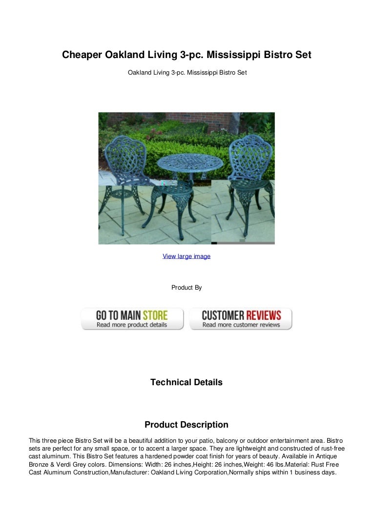 Cheaper oakland living 3 pc. mississippi bistro set Cheaper oakland living 3 pc. mississippi bistro set on Oakland Living Bistro Set id=76870