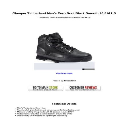 Cheaper timberland mens euro boot black smooth10.5 m us