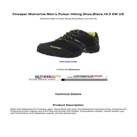 Cheaper wolverine mens pulsar hiking shoe black10.5 xw us