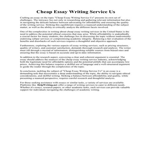 Cheap Essay Writing Service Us. The cheapest essay writing service