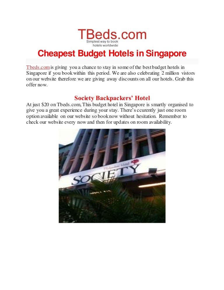 CHEAPEST BUDGET HOTELS IN SINGAPORE