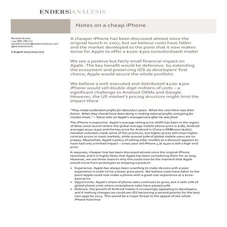 Notes on a cheap iPhone