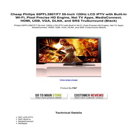 Cheap philips 55 pfl3907f7 55 inch 120hz lcd iptv with built-in wi-fi ...