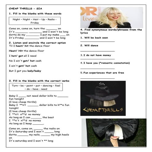 Cheap thrills   sia