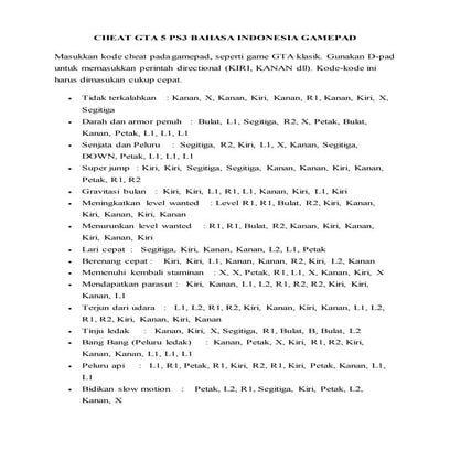Cheat gta 5 ps3 bahasa indonesia gamepad