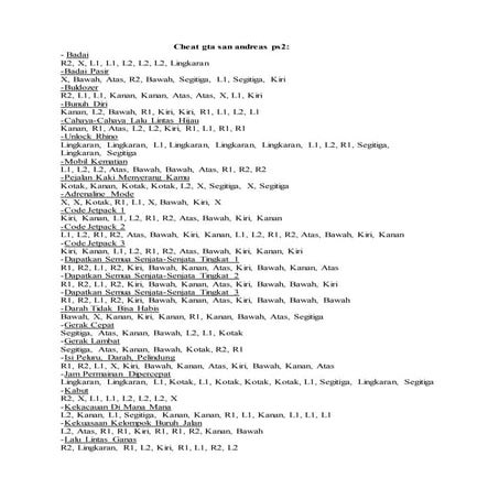 Cheat gta san andreas ps2