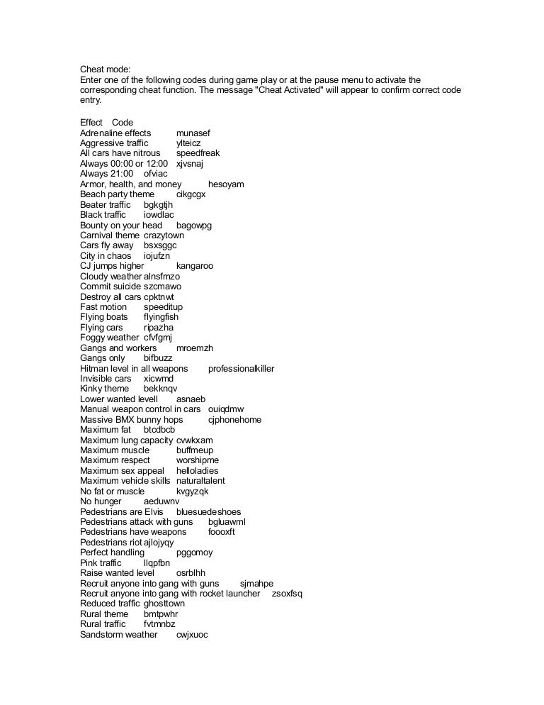 Grand Theft Auto Cheats For Pc