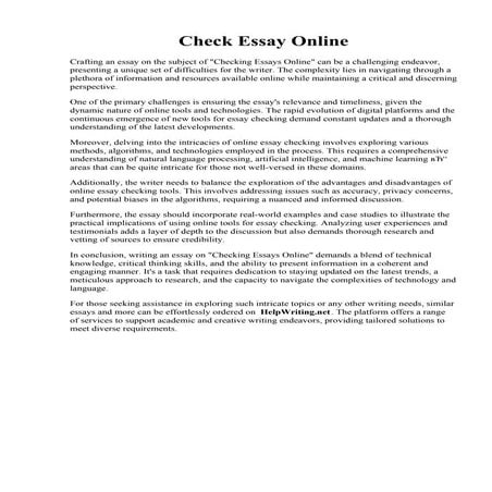 Check Essay Online. Essay writing training online