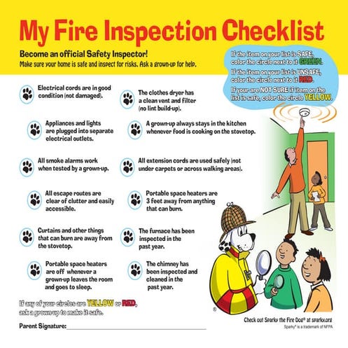 Sparky Fire Safety Checklist