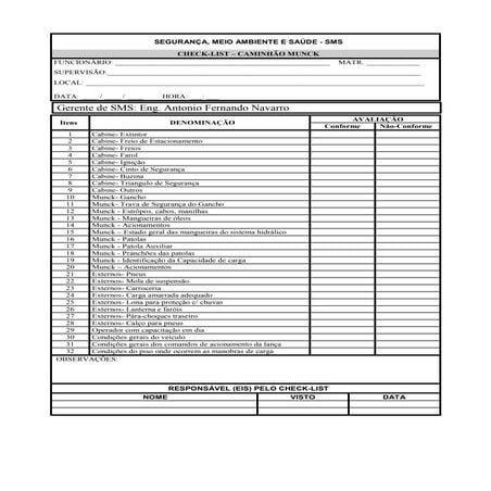 Check list retro escavadeira | PDF
