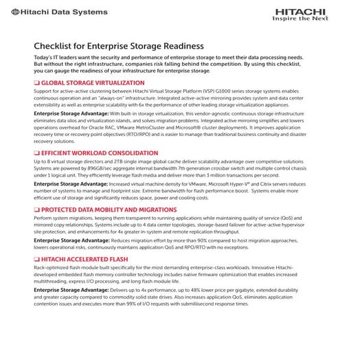 VSP G1000 Checklist - 7 Q's to ask your storage vendor? 