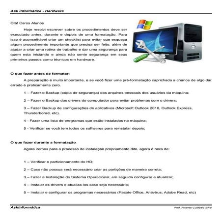 Checklist-formatação do computador