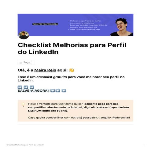 Checklist Melhorias para Perfil LinkedIn | PDF