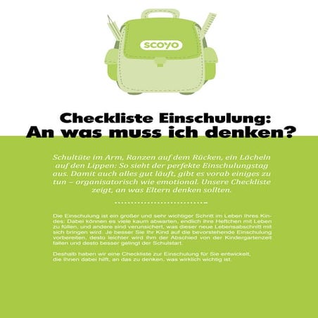 Checkliste Einschulung