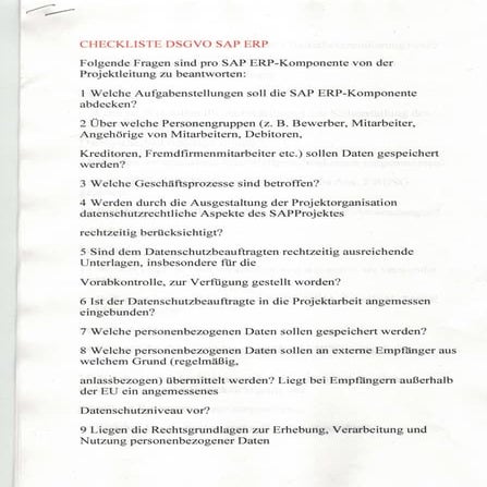 Checklist erp dsgvo