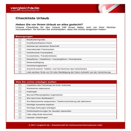 Französisch Wichtige Sätze Urlaub Pdf Checkliste für Ihren Urlaub | PDF