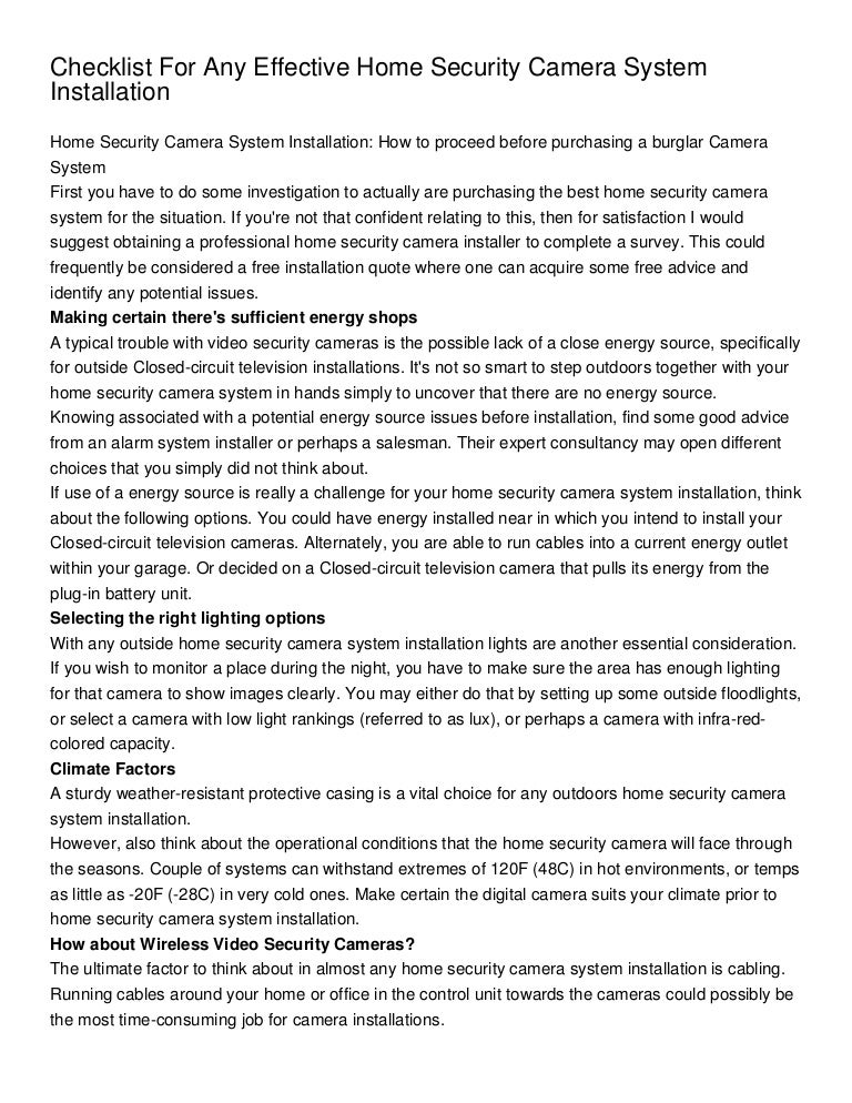 Checklist For Any Effective Home Security Camera System Installation_