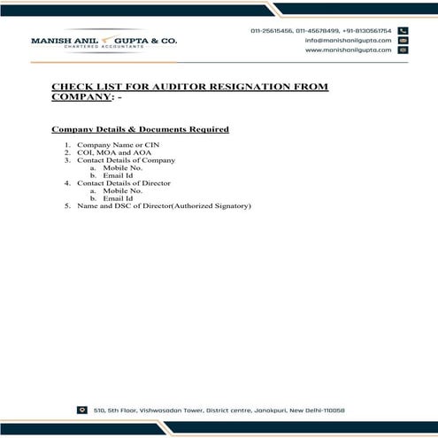 Check List for Auditor Resignation From Company.pdf
