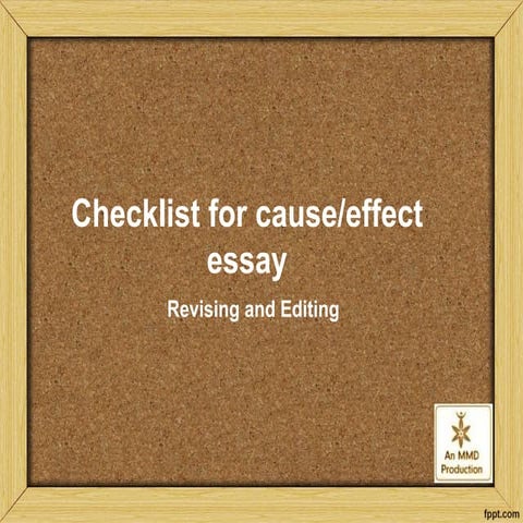 Checklist for cause-effect essay