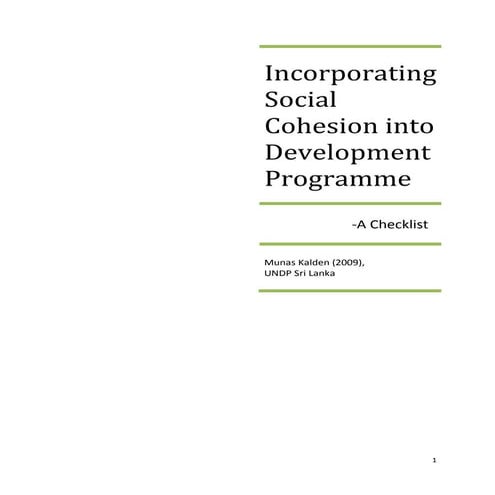 Incorporating Social Cohesion into Transition and Development Programme-Check...