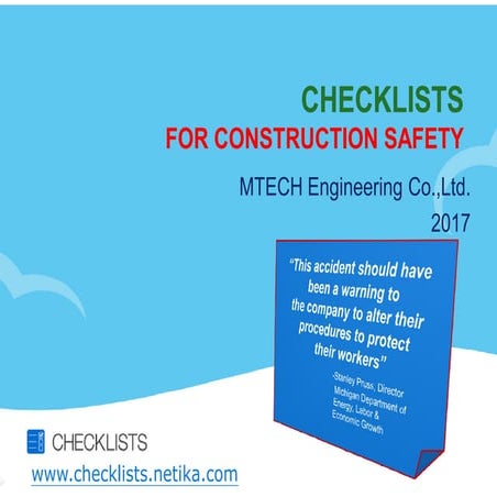 Checklist for construction  industry safety