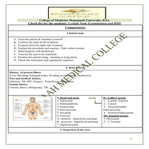 Check list for lymph node examination and BMI.pdf