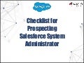 Checklist for Prospecting Salesforce System Administrator