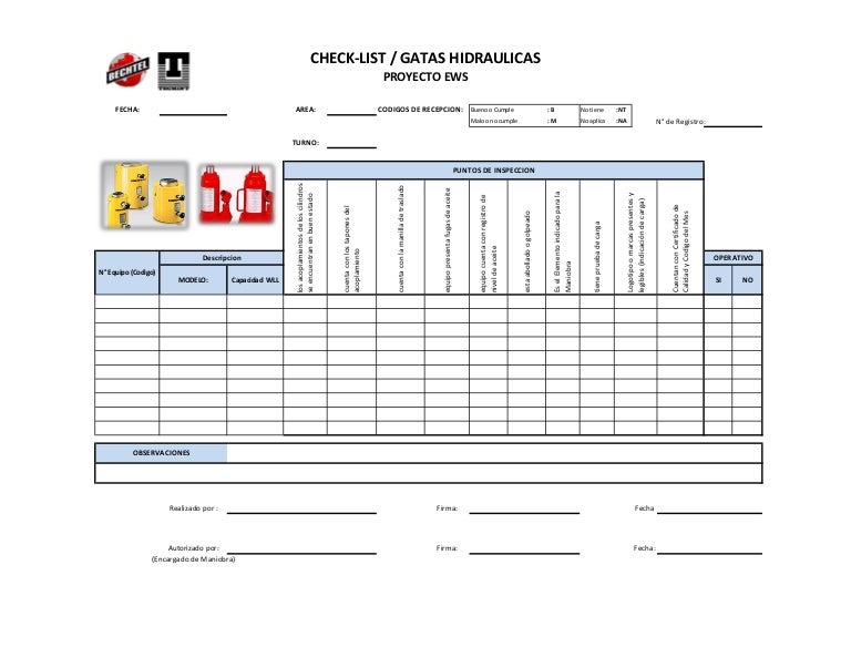 Check list gatas hidraulicas