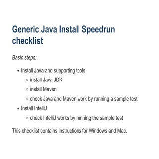 Checklist - How to install Java, Ma...