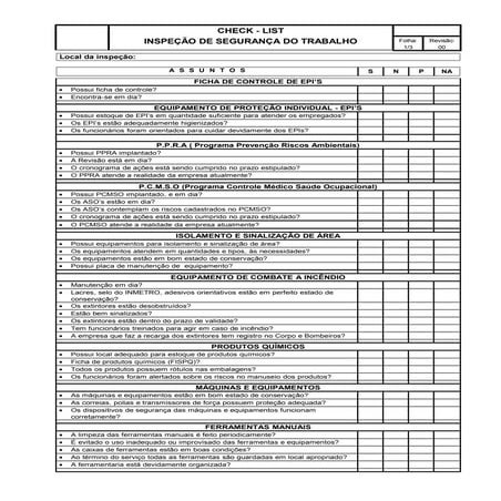 Check list inspecao segurança | DOC