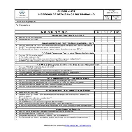 CheckList Inspecao segurança.doc