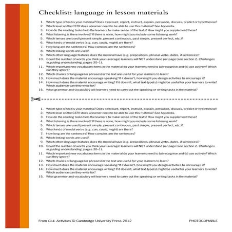 Checklist language