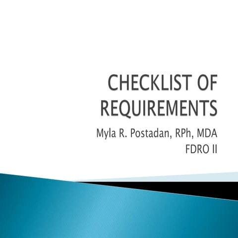 Checklist of Requirements