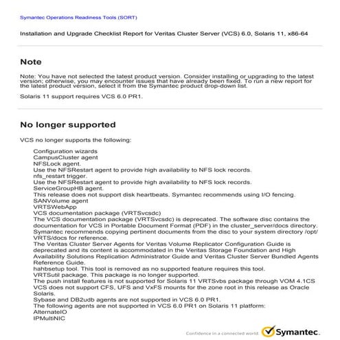 Checklist report vcs_6.0_solaris_11_x86-64