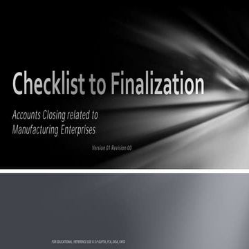 Checklist to Finalization